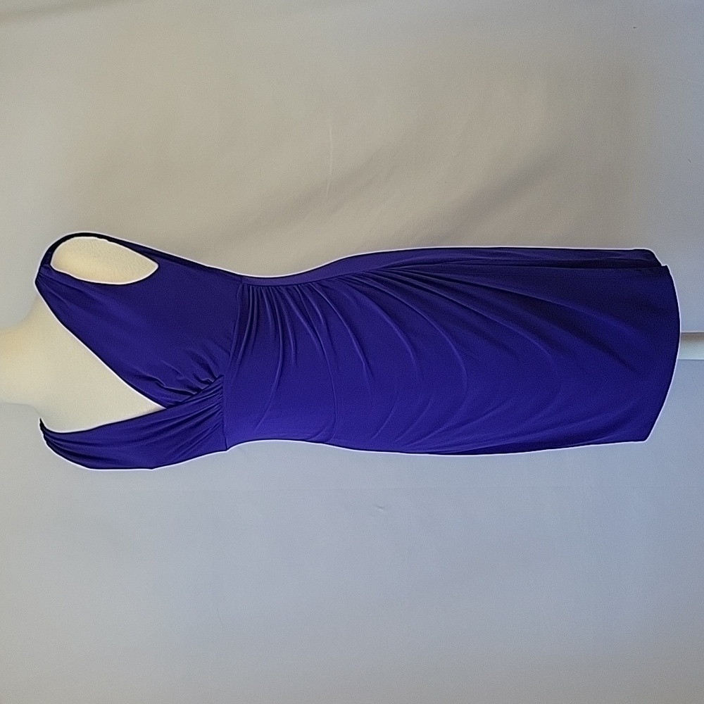 Lauren Ralph Lauren Sleeveless V-Neck Ruched Cocktail Dress Royal Blue Size 10